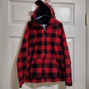 365 Kids Red/Black Plaid Fleece Full Zip Jacket Boys size 8